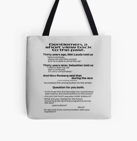 Gentlemen, a short view back to the past. All Over Print Tote Bag