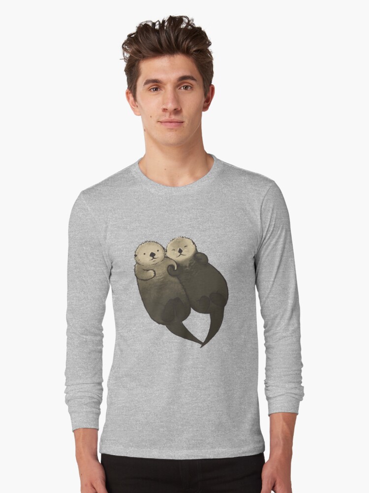 Thumbnail 1 von 5, Langarmshirt, Bedeutende Otter - Otter, die Hände halten designt und verkauft von StudioMarimo.