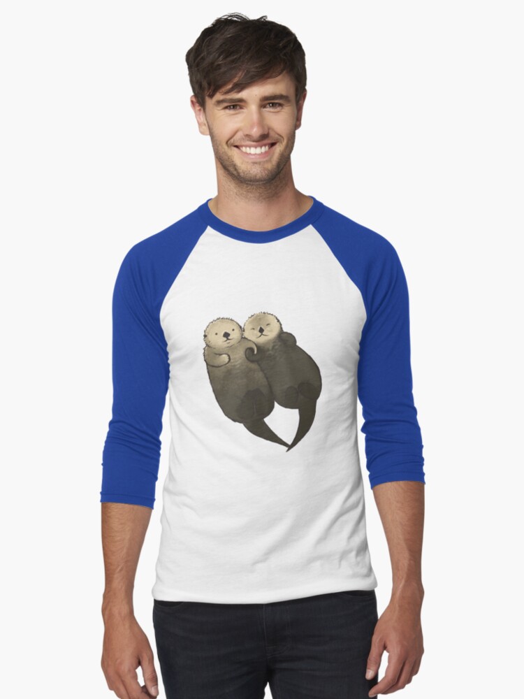 Thumbnail 1 von 3, Baseballshirt mit 3/4-Arm, Bedeutende Otter - Otter, die Hände halten designt und verkauft von StudioMarimo.
