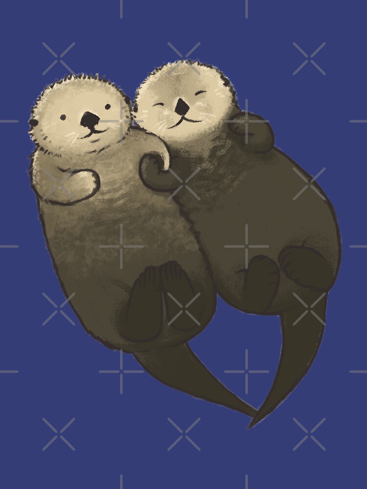 plush otters holding hands