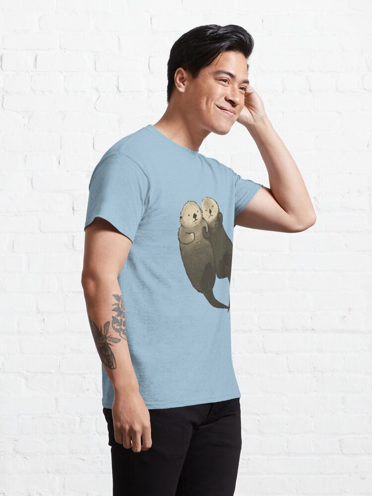 Classic T-Shirt, Significant Otters - Otters Holding Hands designed and sold by StudioMarimo