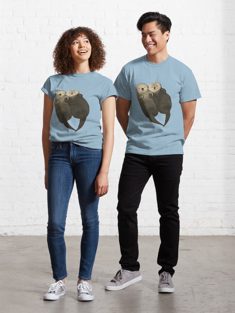 Thumbnail 1 of 7, Classic T-Shirt, Significant Otters - Otters Holding Hands designed and sold by StudioMarimo.