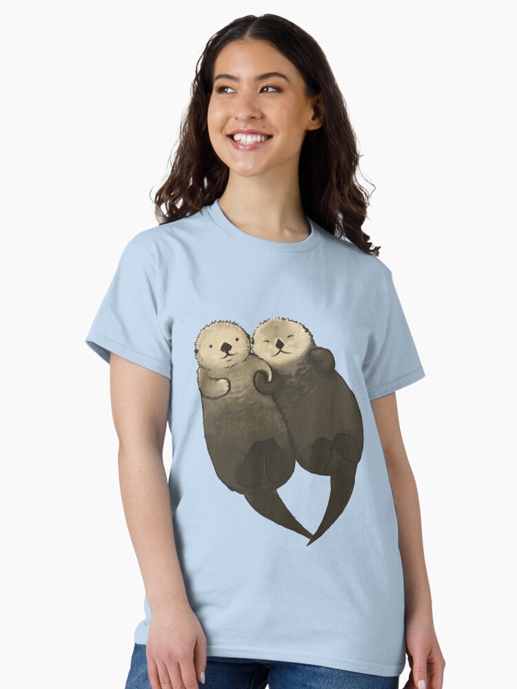 Thumbnail 2 of 7, Classic T-Shirt, Significant Otters - Otters Holding Hands designed and sold by StudioMarimo.