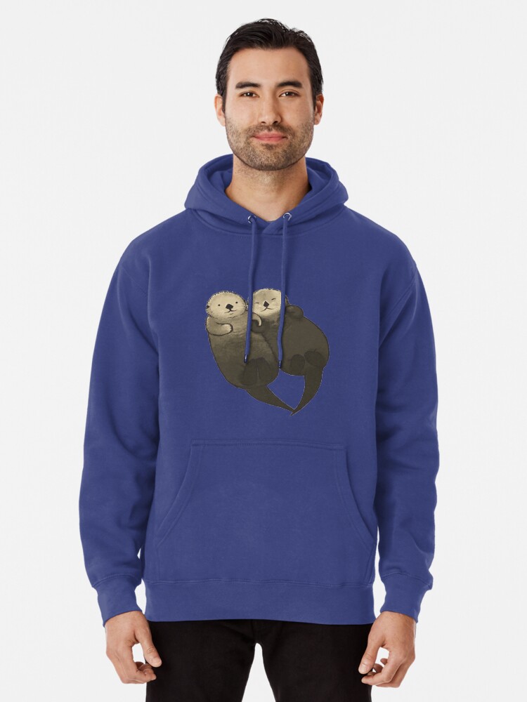 Alternate view of Significant Otters - Otters Holding Hands Pullover Hoodie