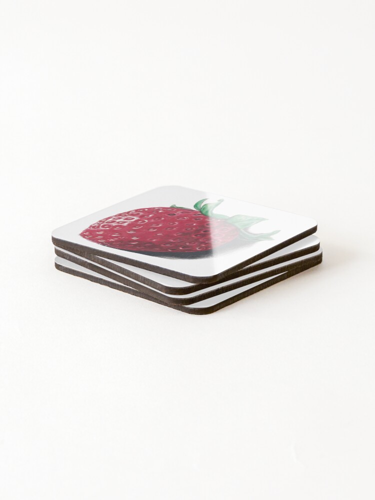 Thumbnail 4 of 5, Coasters (Set of 4), Strawberry designed and sold by WorksofGrace.