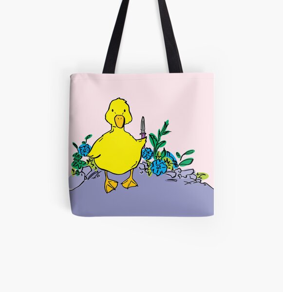 Murder Duckling with Knife All Over Print Tote Bag