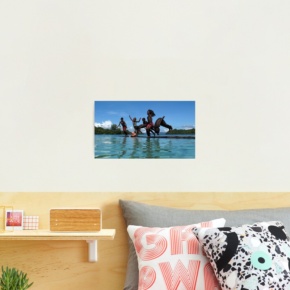 Kids and Log I Photographic Print