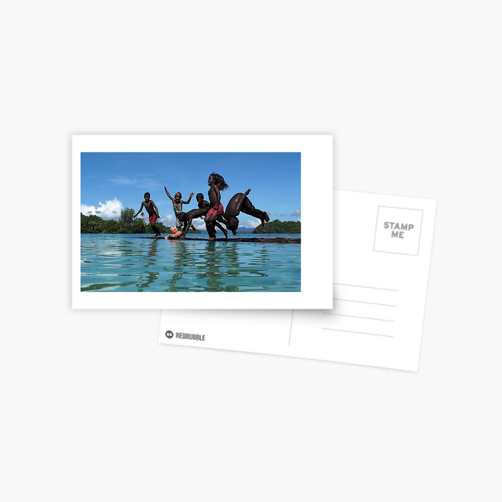 Kids and Log I Postcard