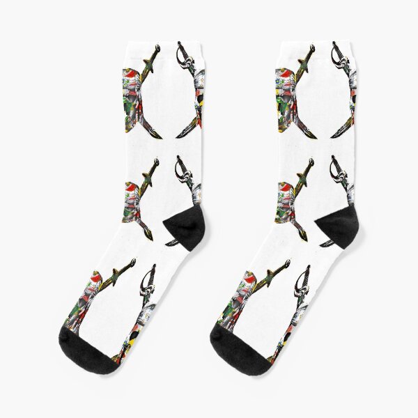 Canal flowers pirate skull bywhacky Socks