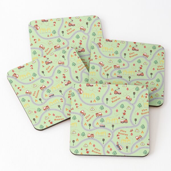 Item preview, Fireman cute seamless kids pattern light green designed and sold by Arch4Design.