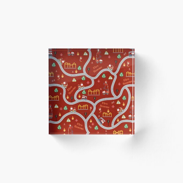 Item preview, Fireman cute seamless kids pattern dark red designed and sold by Arch4Design.