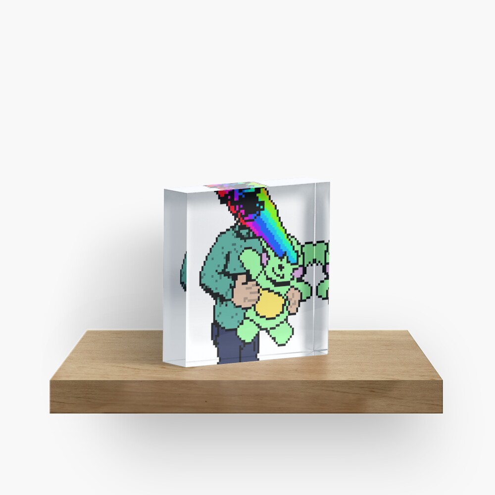 Pixel Death 1 - Teddy Rainbow Blast Acrylic Block