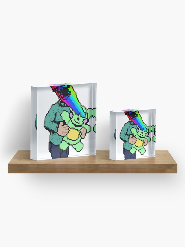 Alternate view of Pixel Death 1 - Teddy Rainbow Blast Acrylic Block