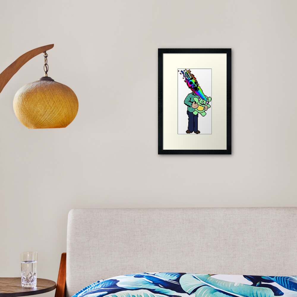 Pixel Death 1 - Teddy Rainbow Blast Framed Art Print