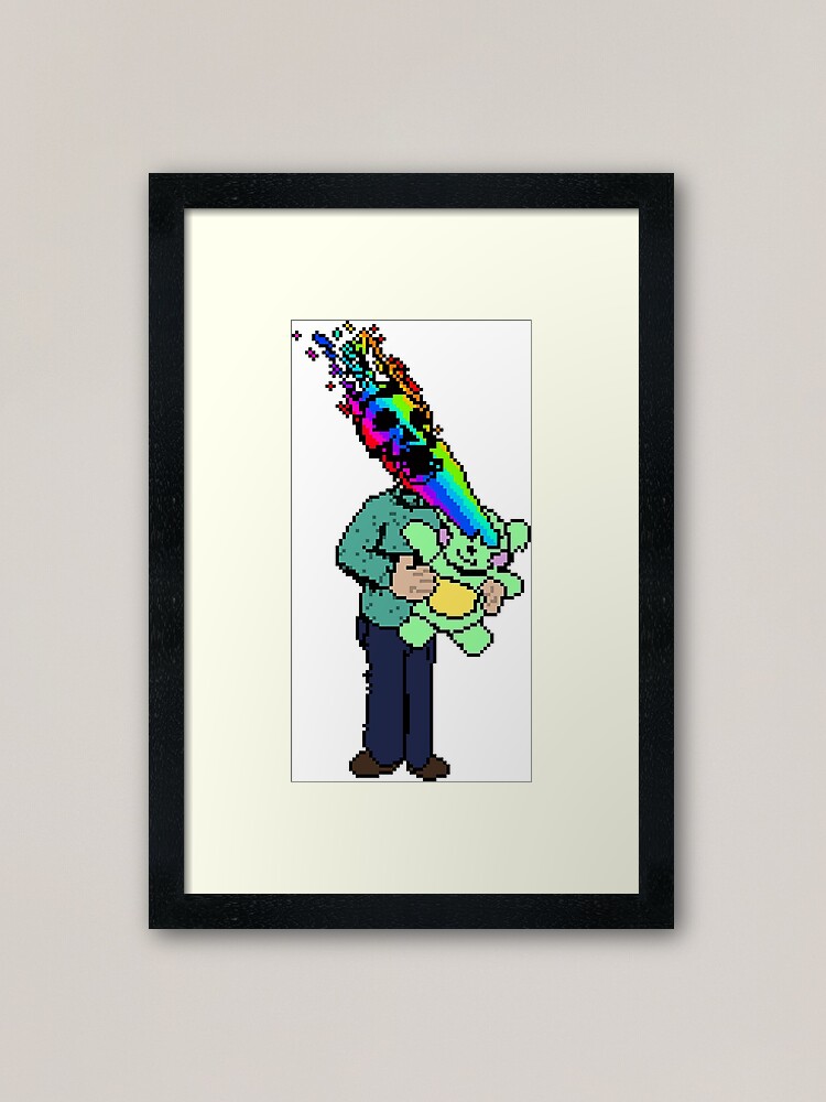 Alternate view of Pixel Death 1 - Teddy Rainbow Blast Framed Art Print