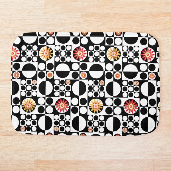 Artikelvorschau,  Geometrisches Mod Flower Power-Muster - Schwarz und Weiß entworfen und verkauft von WickedRefined - Nicole Demereckis.