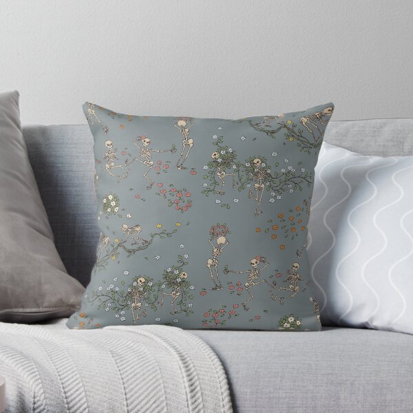 Skeletons with garlands Throw Pillow