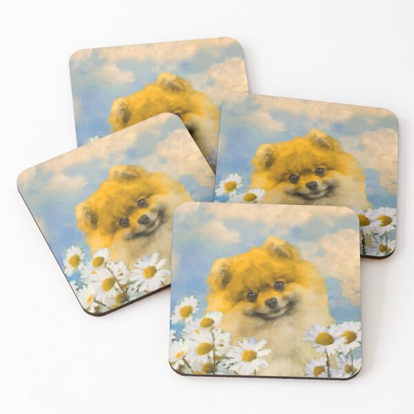 Item preview, Pomeranian in Daisies (Orange) designed and sold by alpendesigns.
