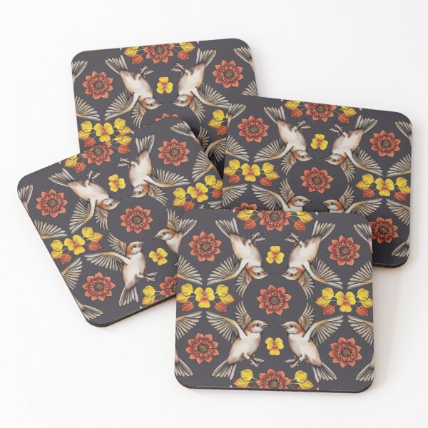 Item preview, Autumn Sparrows with Flowers & Leaves designed and sold by somecallmebeth.