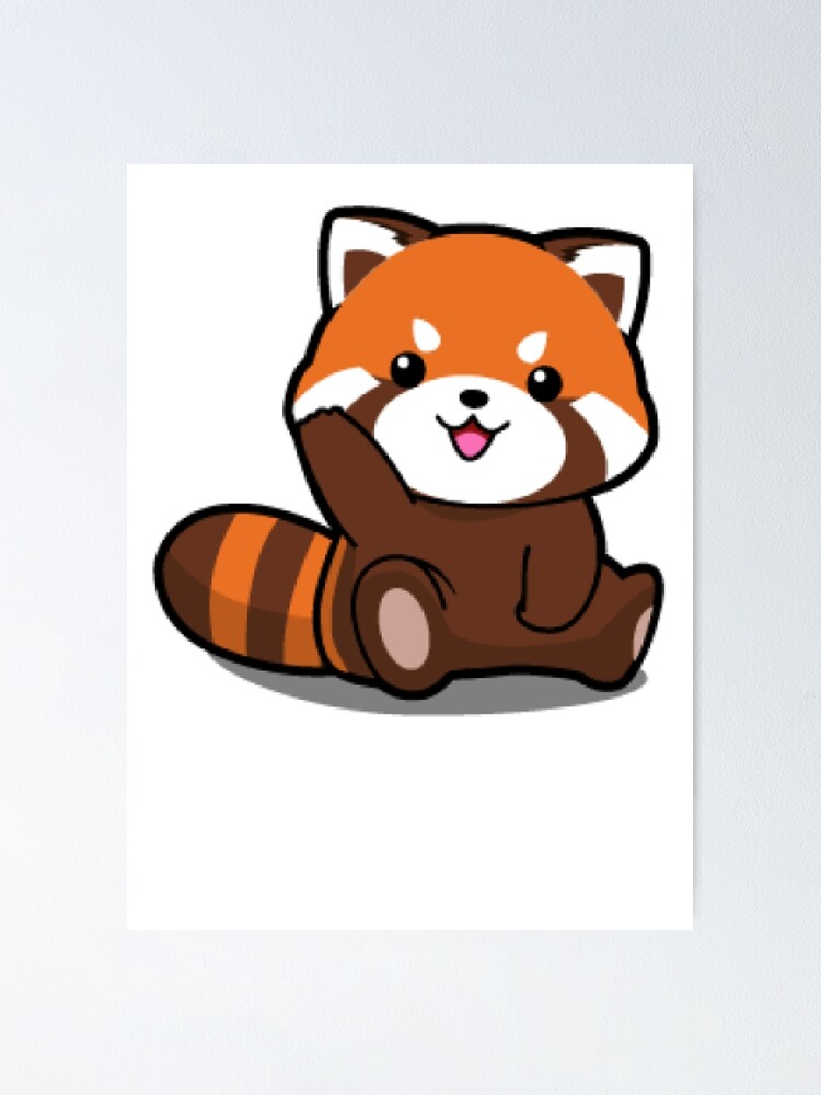 Red Cute Panda Poster By Deepsweller Redbubble