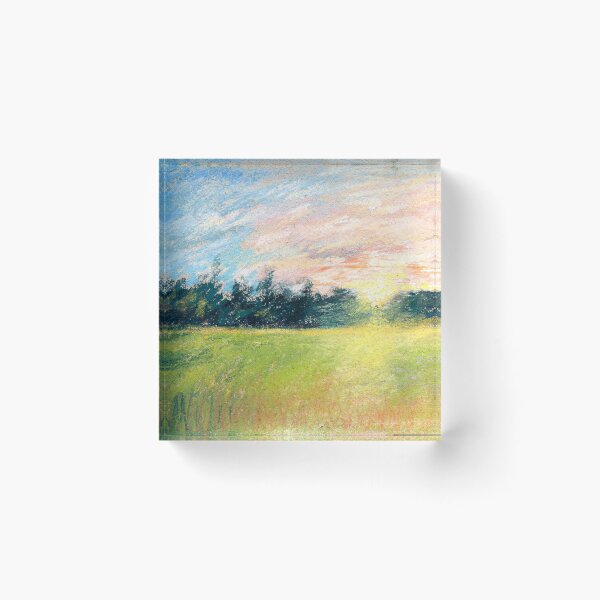 Item preview, Paul Huet A Meadow at Sunset Natural Scene in pastel designed and sold by Kyle Hamar.