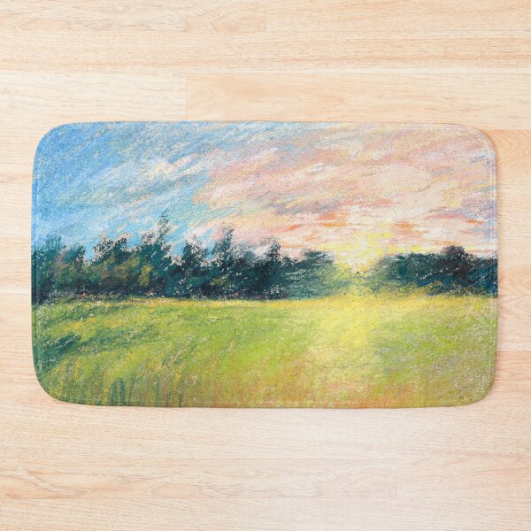 Item preview, Paul Huet A Meadow at Sunset Natural Scene in pastel designed and sold by Kyle Hamar.