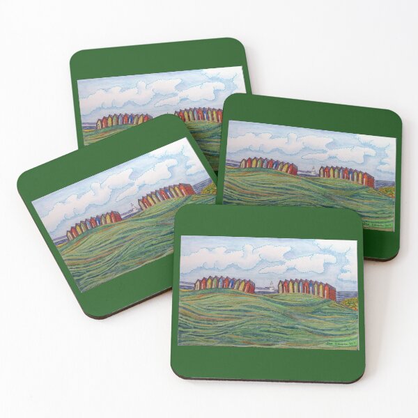 Item preview, 463 - BEACH CHALETS AT BLYTH - DAVE EDWARDS - COLOURED PENCILS - 2019 designed and sold by BLYTHART.