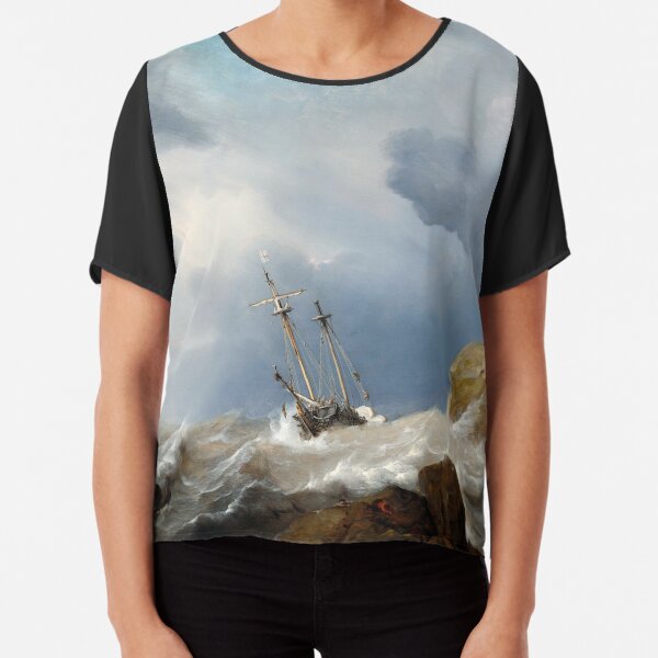 Willem van de Velde the Younger 1660 - Ships in a Gale Chiffon Top