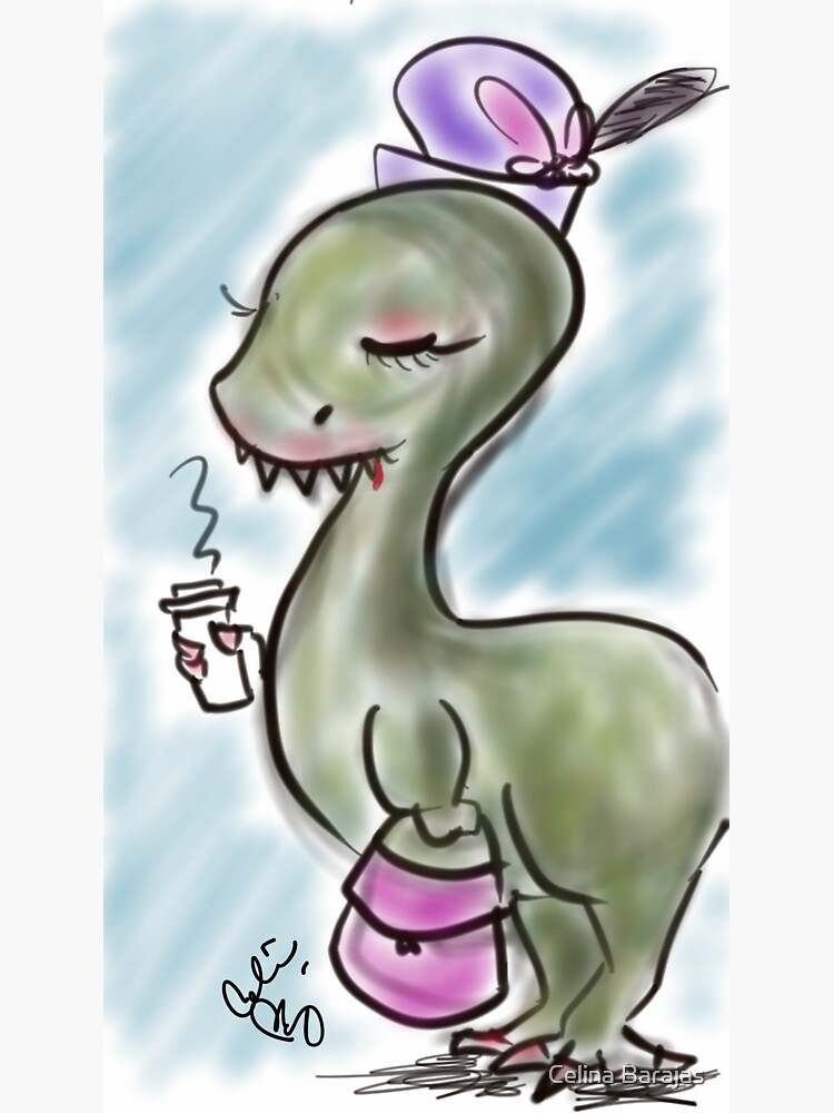 Thumbnail 3 of 3, Sticker, Dino Coffee designed and sold by celinabarajas.