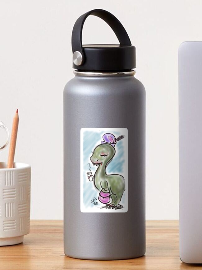 Thumbnail 1 of 3, Sticker, Dino Coffee designed and sold by celinabarajas.