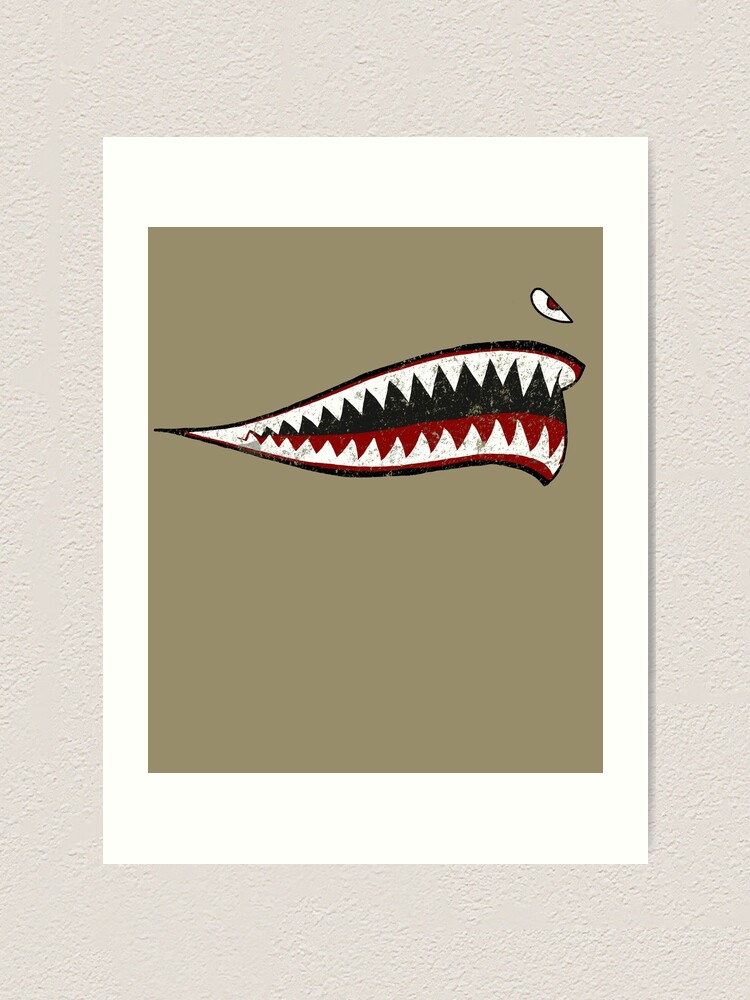 "Shark Teeth P-40 Warhawk Nose Art WWII WW2 Airplane Vintage" Art Print
