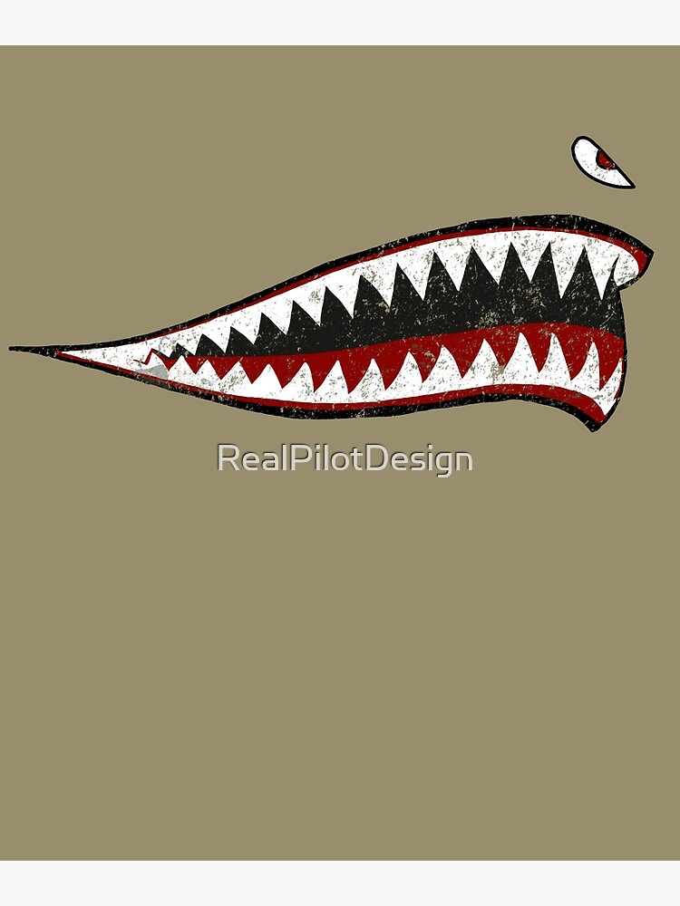 "Shark Teeth P-40 Warhawk Nose Art WWII WW2 Airplane Vintage" Poster by