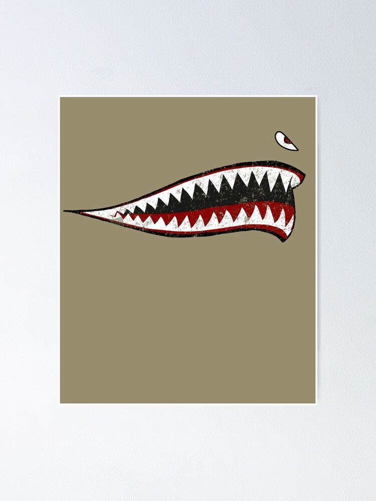 Shark Teeth P 40 Warhawk Nose Art Wwii Ww2 Airplane Vintage Poster By