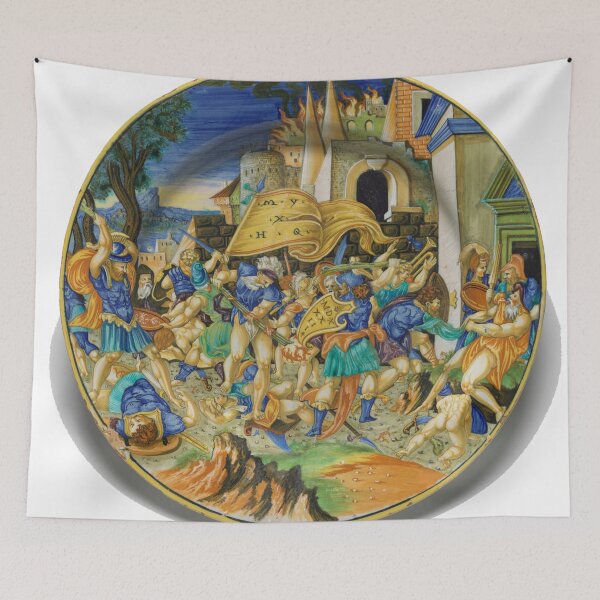 Item preview, Charger with the Battle of Roncevaux, 1533, in tin glazed earthenware maiolica by Francesco Xanto Avelli designed and sold by Kyle Hamar.