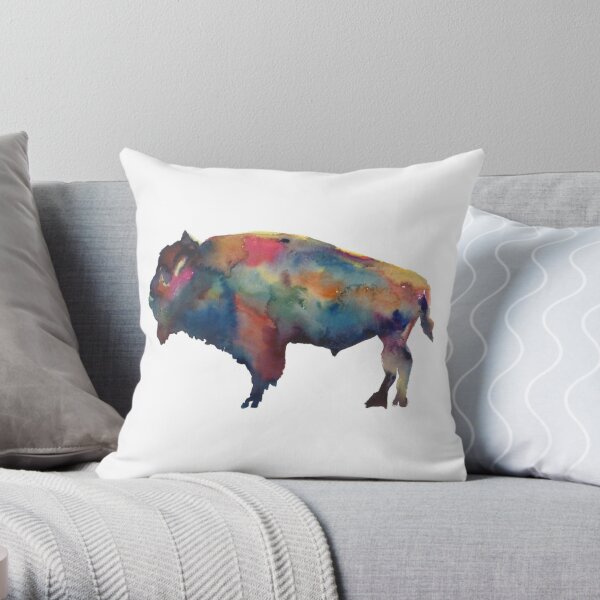 Buffalo Accent Throw Pillow Cover, Rustic Western Pillow Cover, Bison Accent  Pillow, Ranch Home Decor, Buffalo Watercolor Accent Pillow 