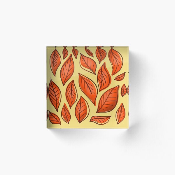 Orange Autumn Leaves Acrylic Block