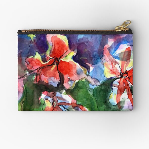 A Wave of Watercolour Flowers Zipper Pouch