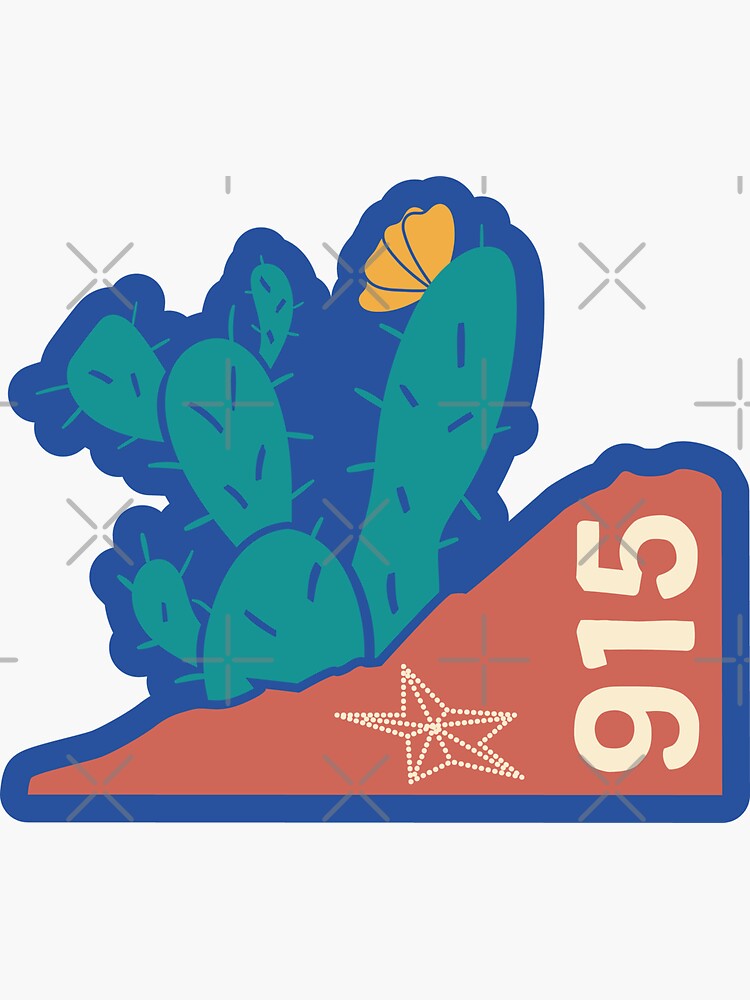 "El Paso Texas Cactus Mountains Sticker" Sticker by jaxsterr Redbubble