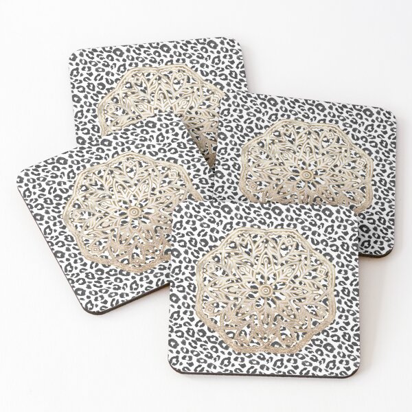 Item preview, White leopard gold mandala designed and sold by peggieprints.