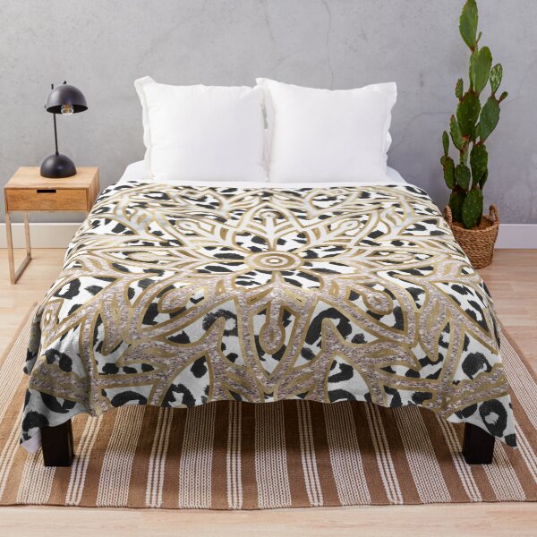 Item preview, White leopard gold mandala designed and sold by peggieprints.