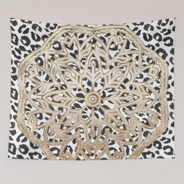 Item preview, White leopard gold mandala designed and sold by peggieprints.
