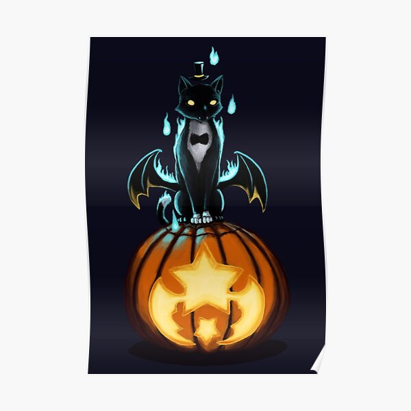 Halloween Cat and Pumpkin Poster
