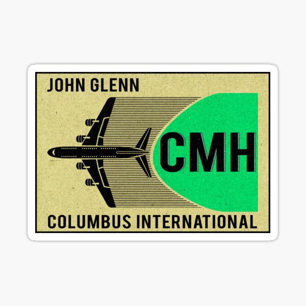 CMH Airport Code Columbus Ohio International Vintage Style John Glenn Sticker