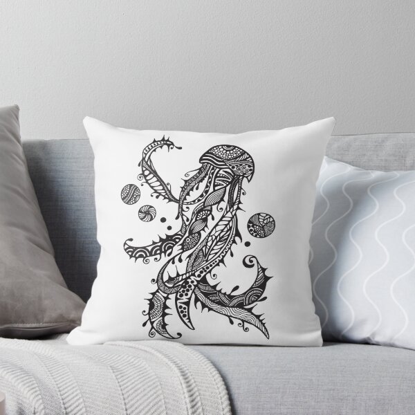 Item preview, Jelly Fish Black and White Doodle Art designed and sold by hellomartywoods.