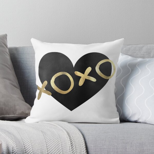 XOXO – Black and Gold Kisses Throw Pillow
