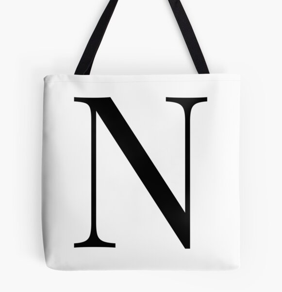 Black Letter N Monogram / Initial Botanical Illustration Tote Bag