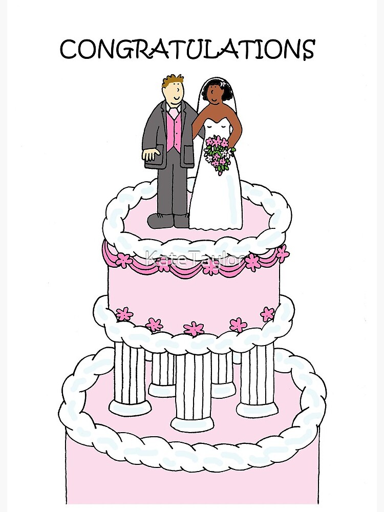 Wedding cake with bride and groom on clearance top