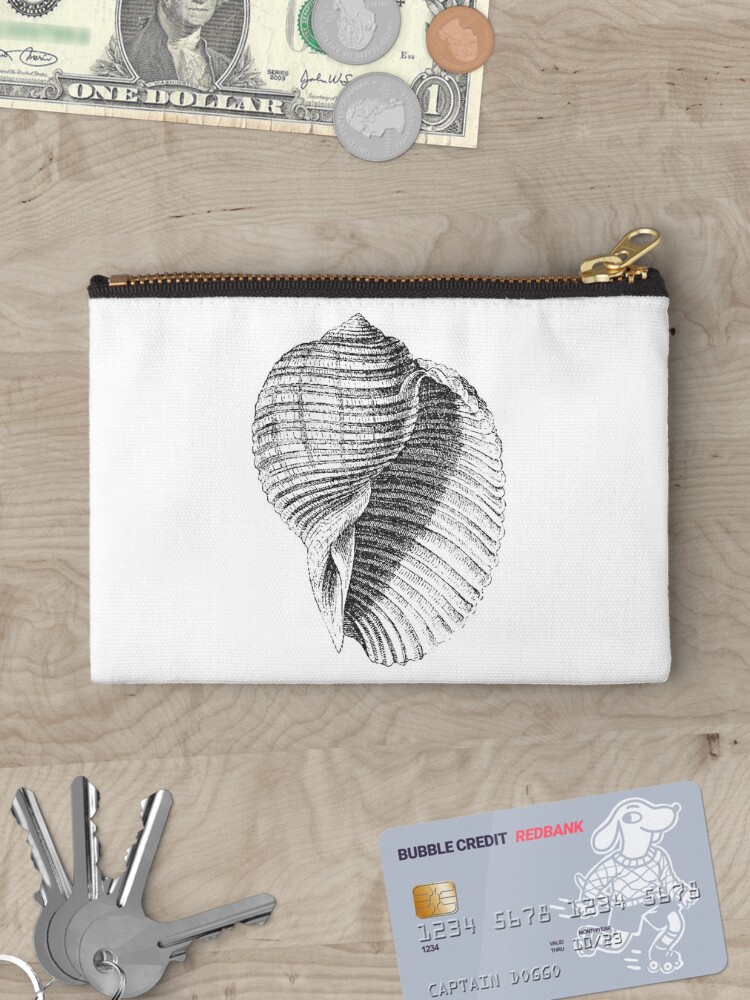 Seashell, Sea Shell, Conch Shell, Vintage Shells, Vintage Seashells, Vintage Sea Shells, Black and White,  Zipper Pouch for Sale by  EclecticAtHeART