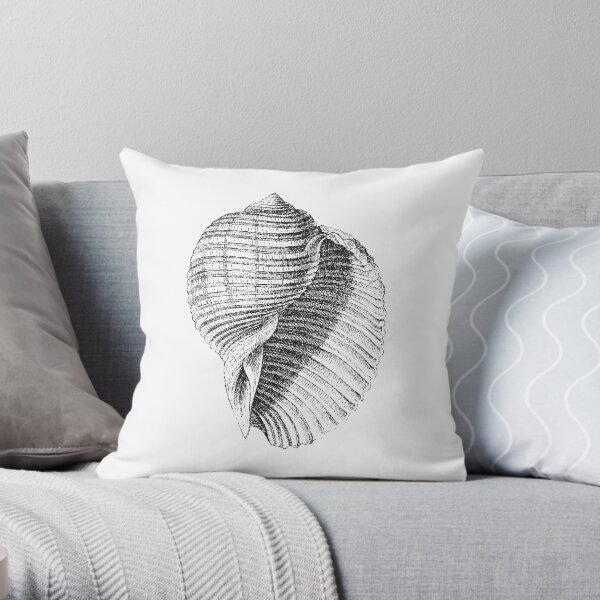 Seashell | Sea Shell | Conch Shell | Vintage Shells | Vintage Seashells | Vintage Sea Shells | Black and White | Throw Pillow