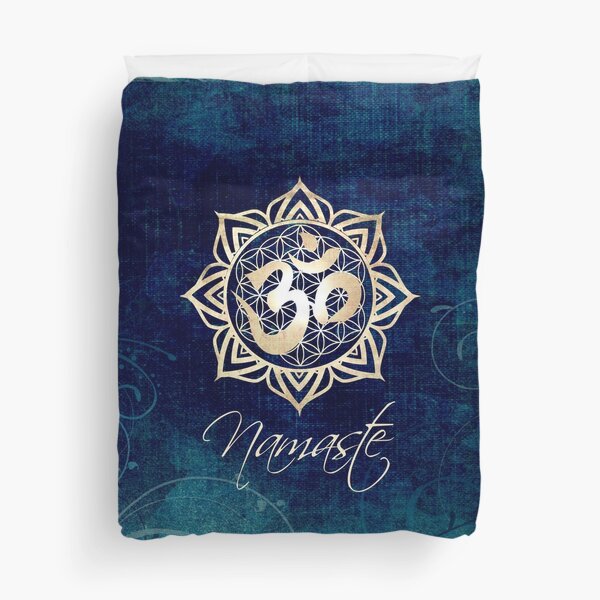 Namaste Lotus Flower of Life Mandala Duvet Cover